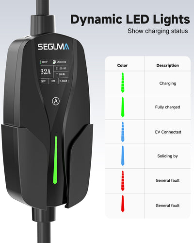 32A 240V Level 2 Black Portable EV Charger for Tesla