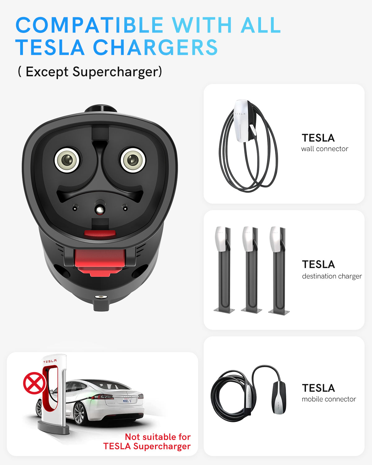 60A Tesla(Nacs) to J1772 Charging Adapter with Security Lock