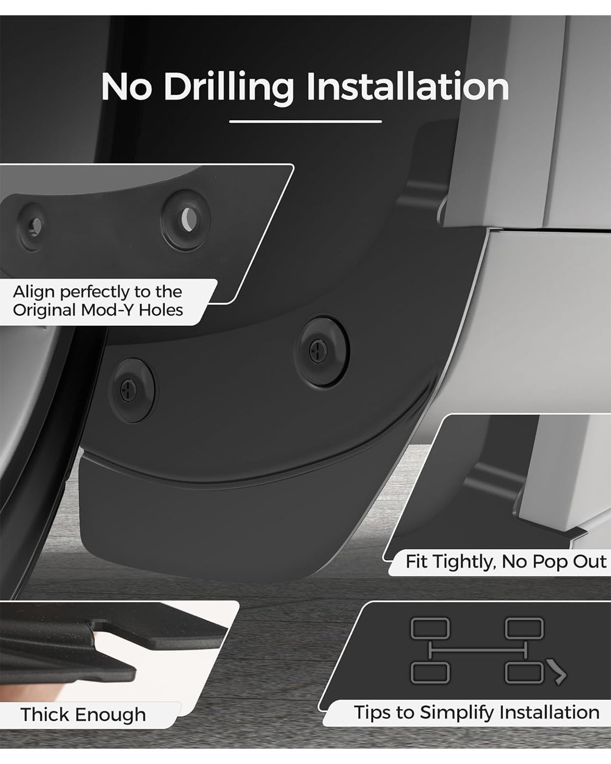 Mud Flaps with No Drilling Installation for Model-Y 2020-2024